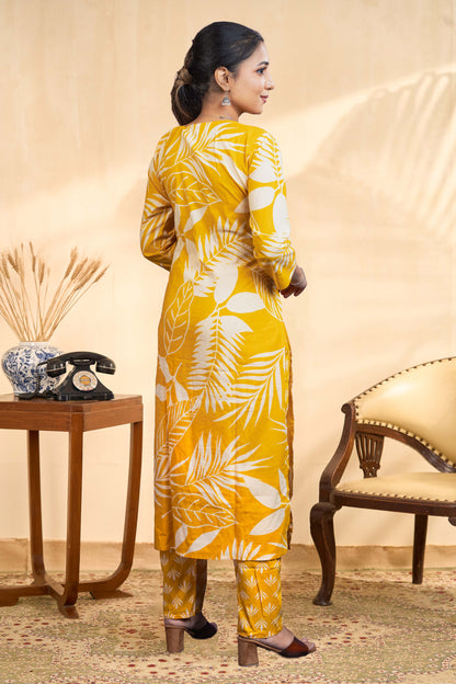 Yellow cotton designer salwar set
