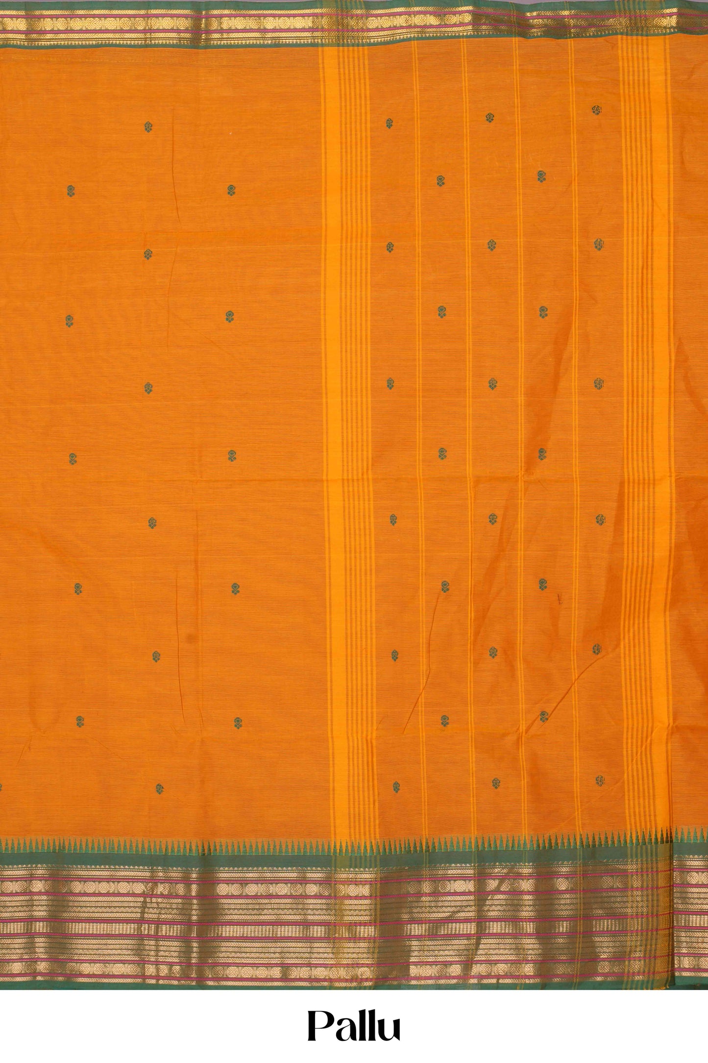 Yellow cotton saree Chirala style butta motif