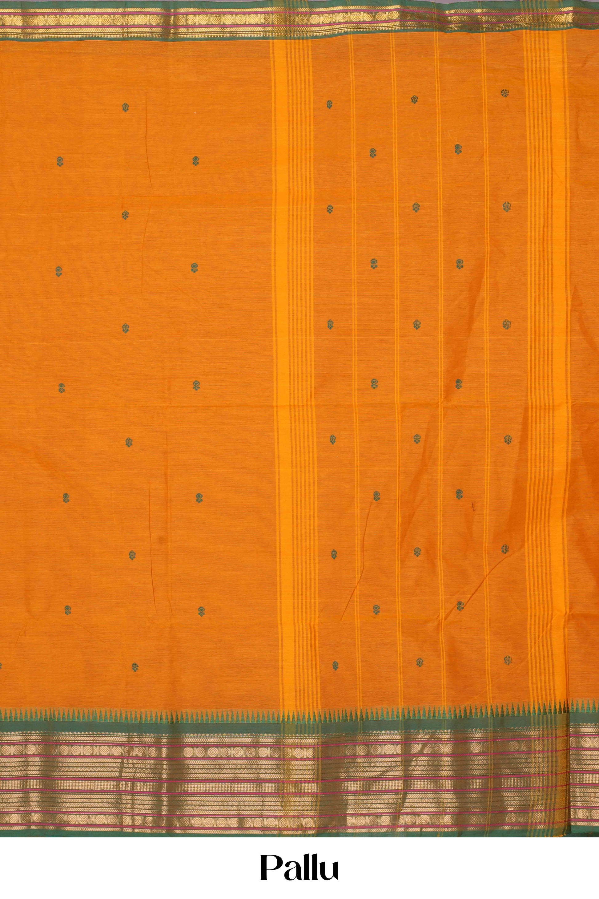 Yellow cotton saree Chirala style butta motif