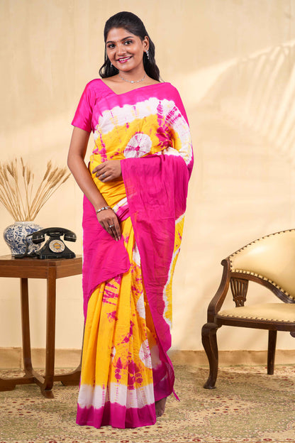 Yellow cotton saree design
