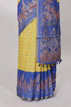 Yellow elegant linen cotton saree