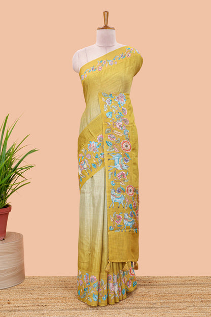 Yellow festive floral saree
