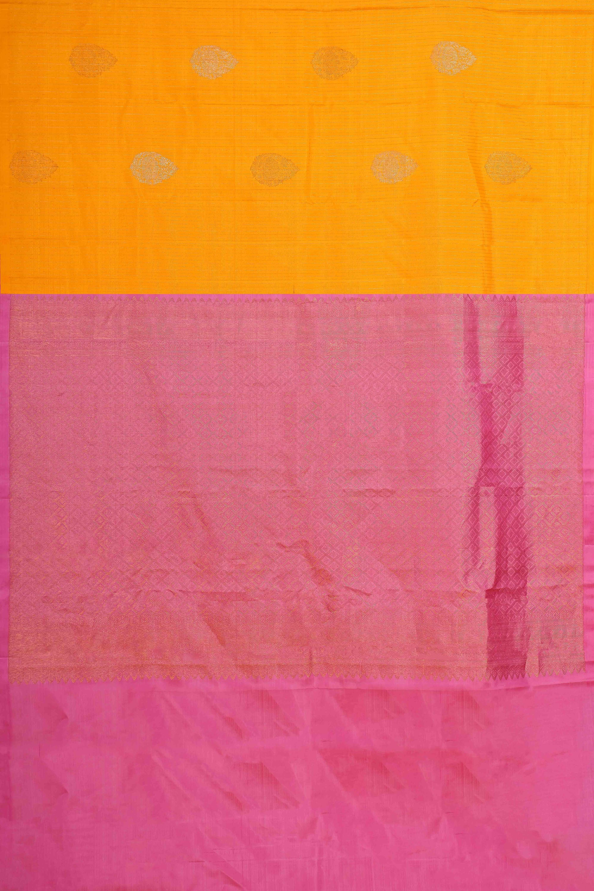 Yellow gold zari silk saree