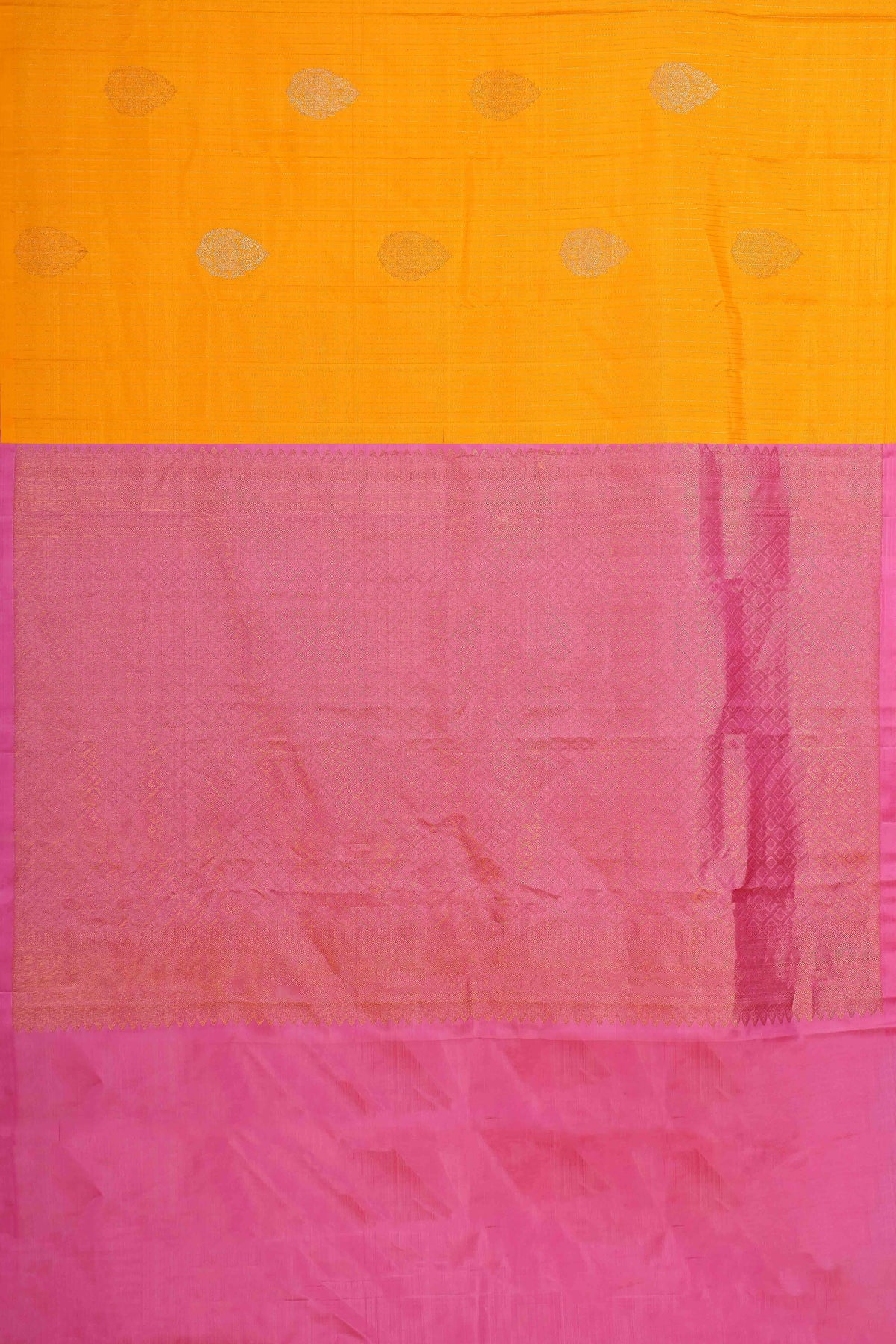 Yellow gold zari silk saree