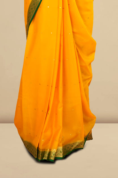 Yellow green border saree