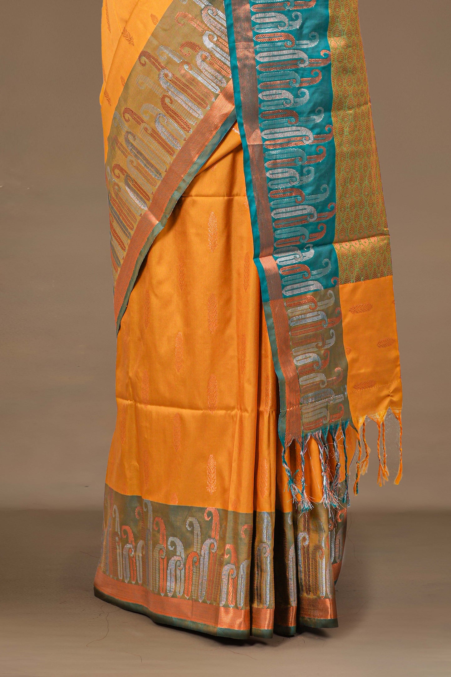 Yellow kathan silk festive saree
