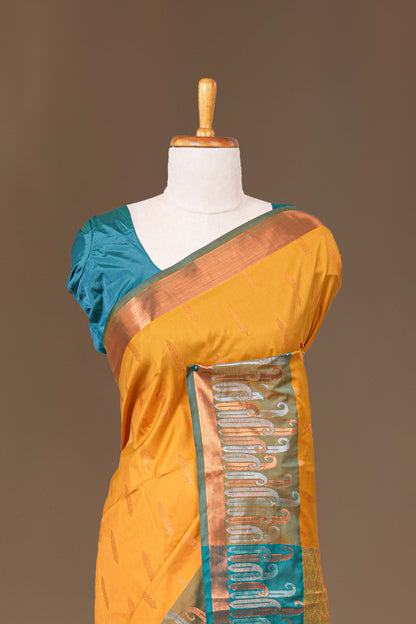 Yellow kathan silk rich pallu