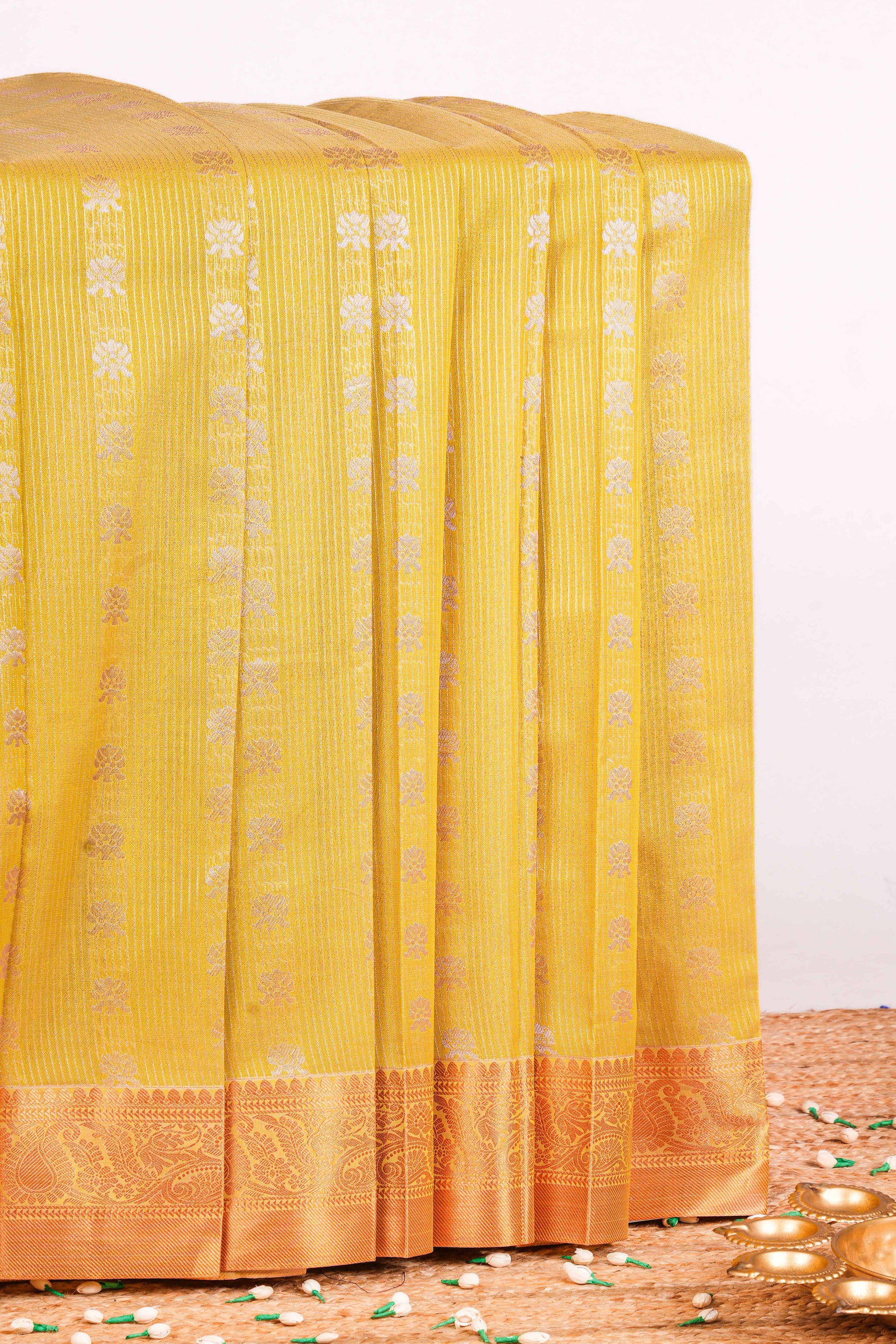 Yellow kota all- over zari butta Kota cotton saree