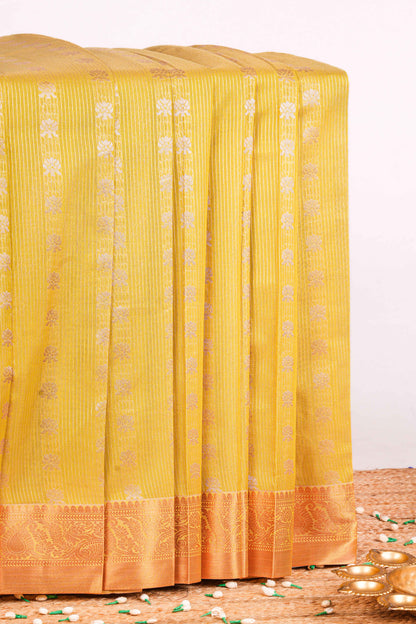 Yellow kota all- over zari butta Kota cotton saree