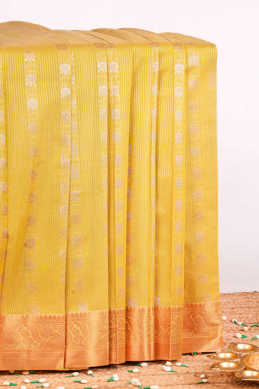 Yellow kota all- over zari butta Kota cotton saree