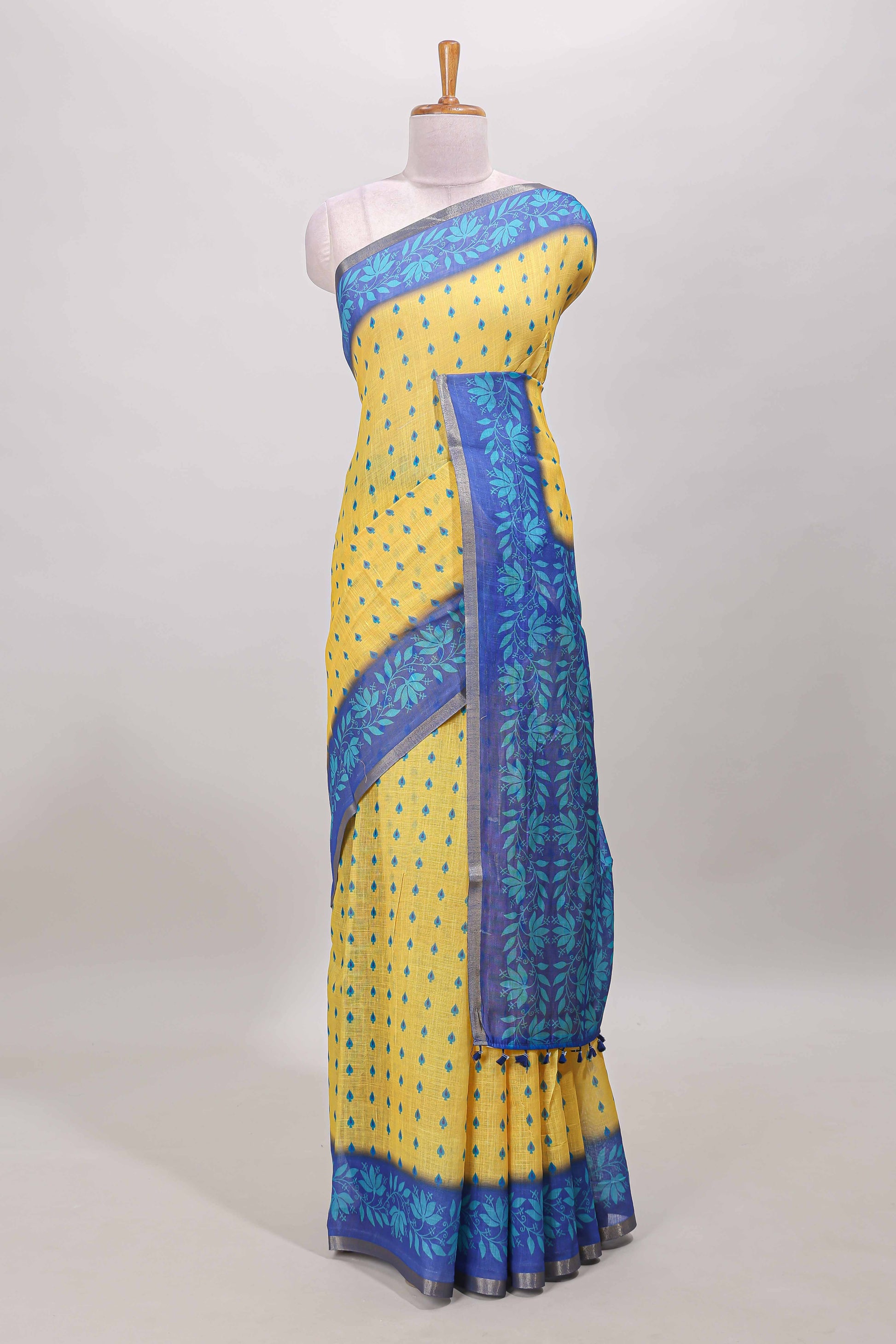  Yellow linen cotton sarees 