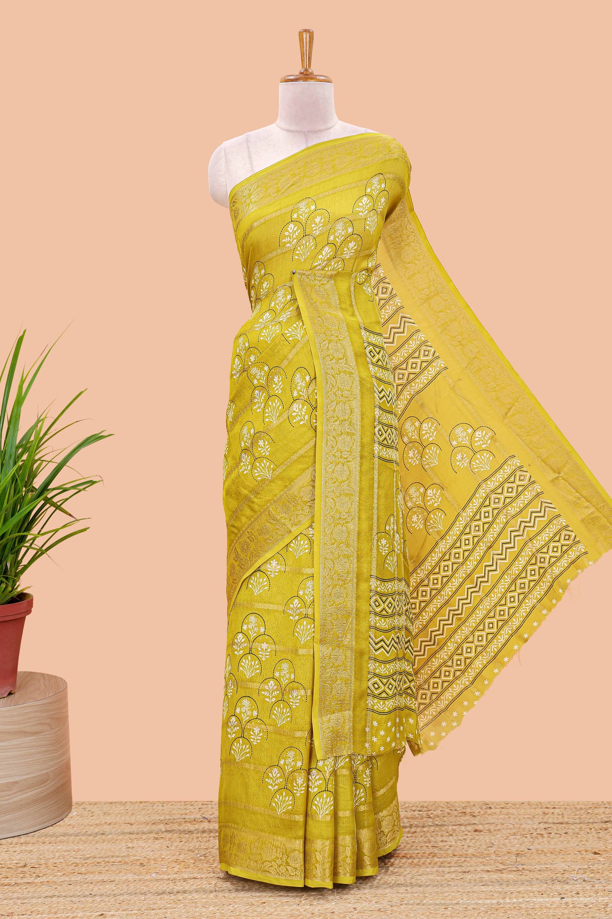 Yellow marsh georgette weave