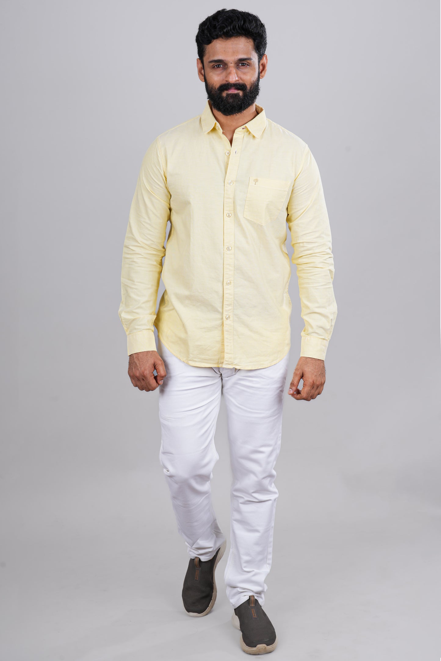 Yellow printed casual shirt