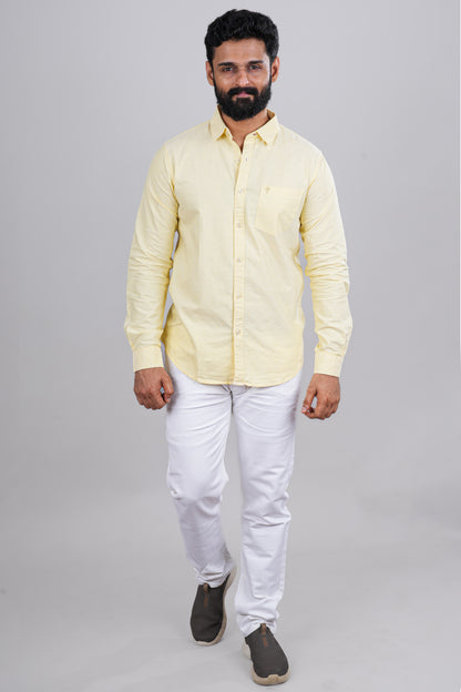 Yellow printed casual shirt