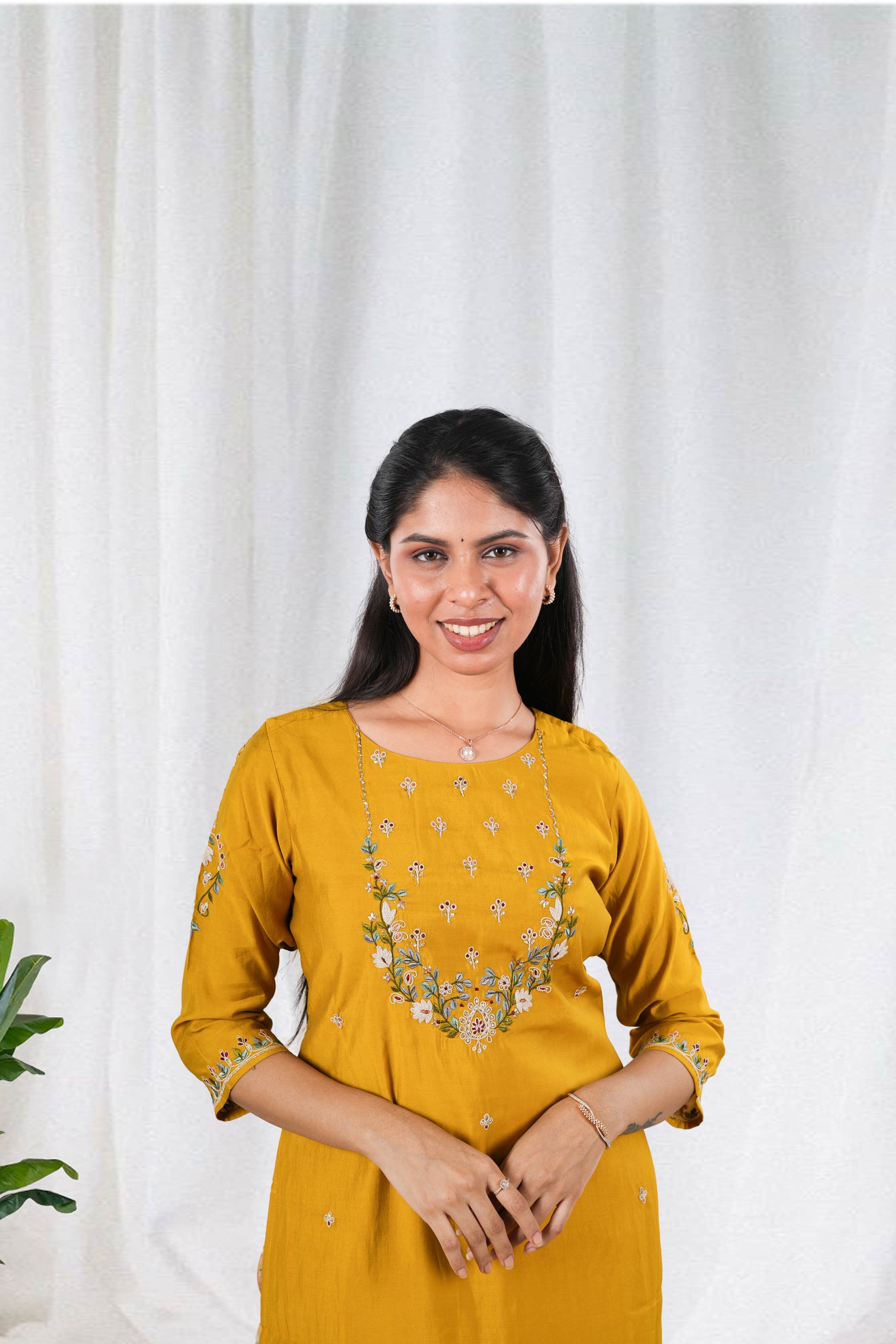 Yellow printed ethnic salwar set