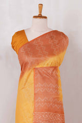 Yellow printed linen saree