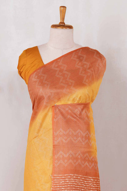Yellow printed linen saree