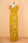 Yellow raw silk zari check saree
