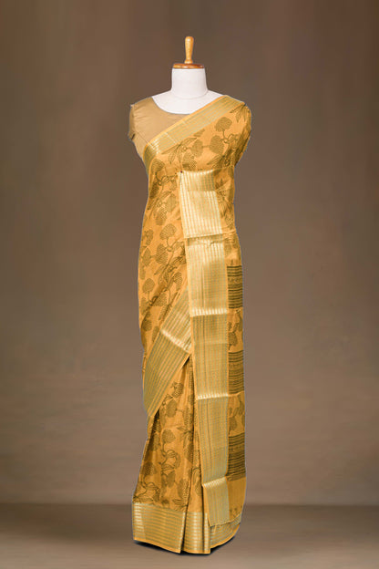 Yellow silk saree with jacquard border
