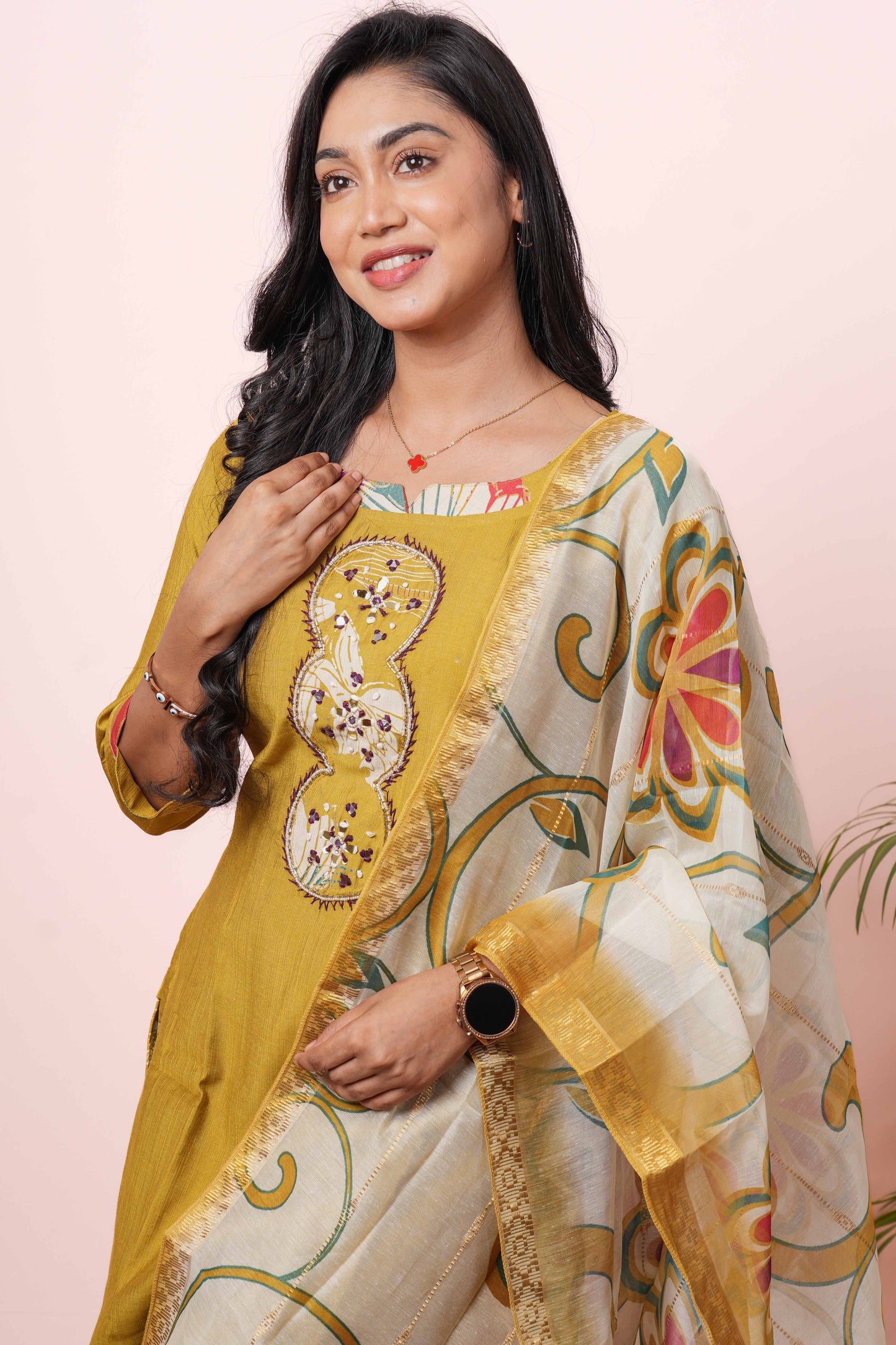 Yellow traditional floral outfit