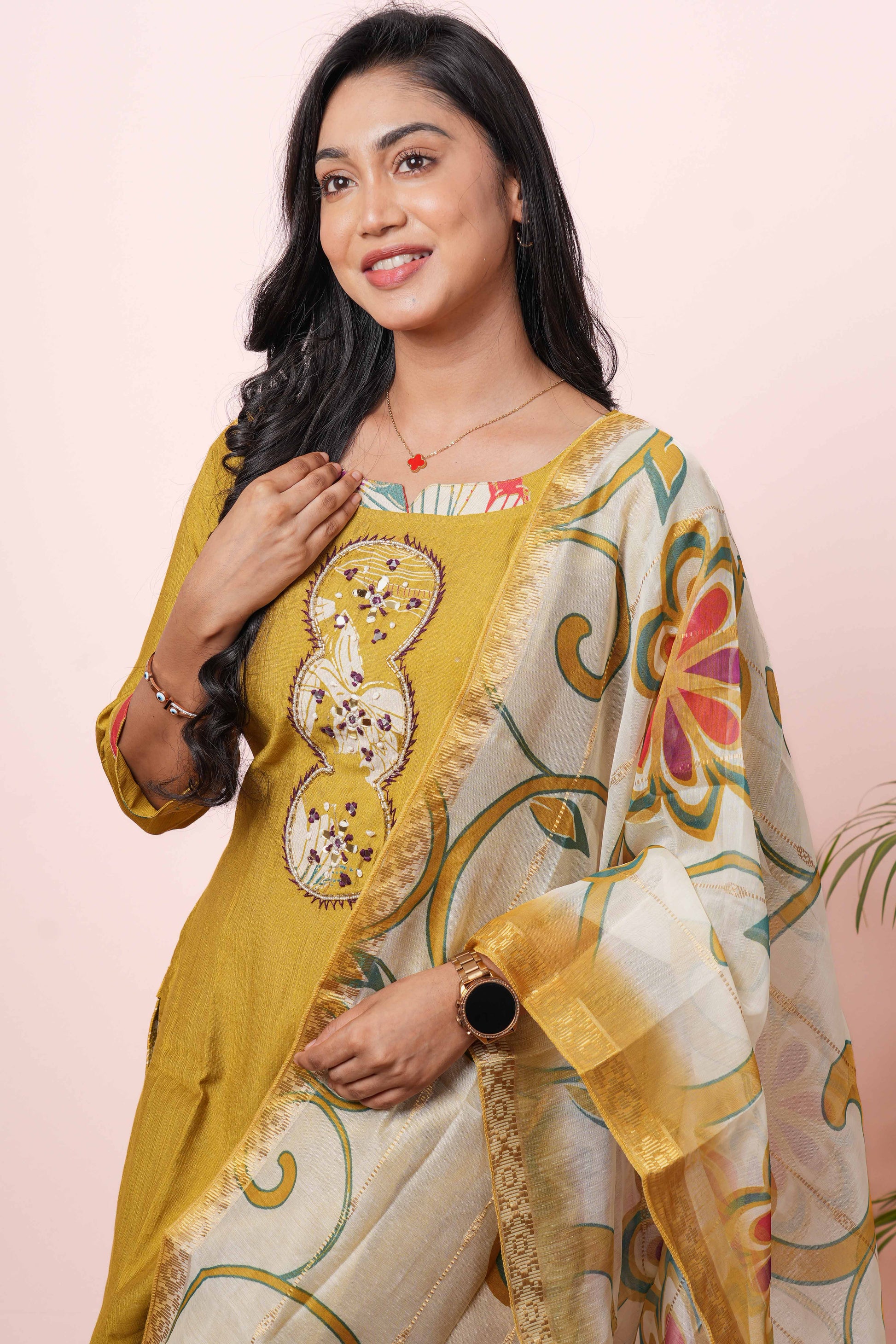 Yellow traditional floral outfit