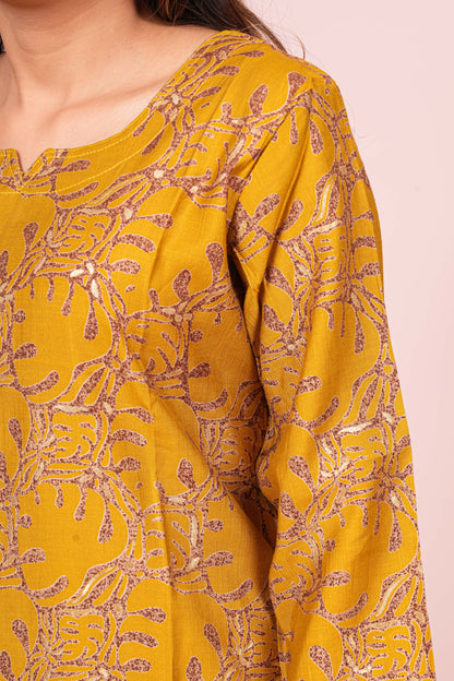Yellow traditional printed suit