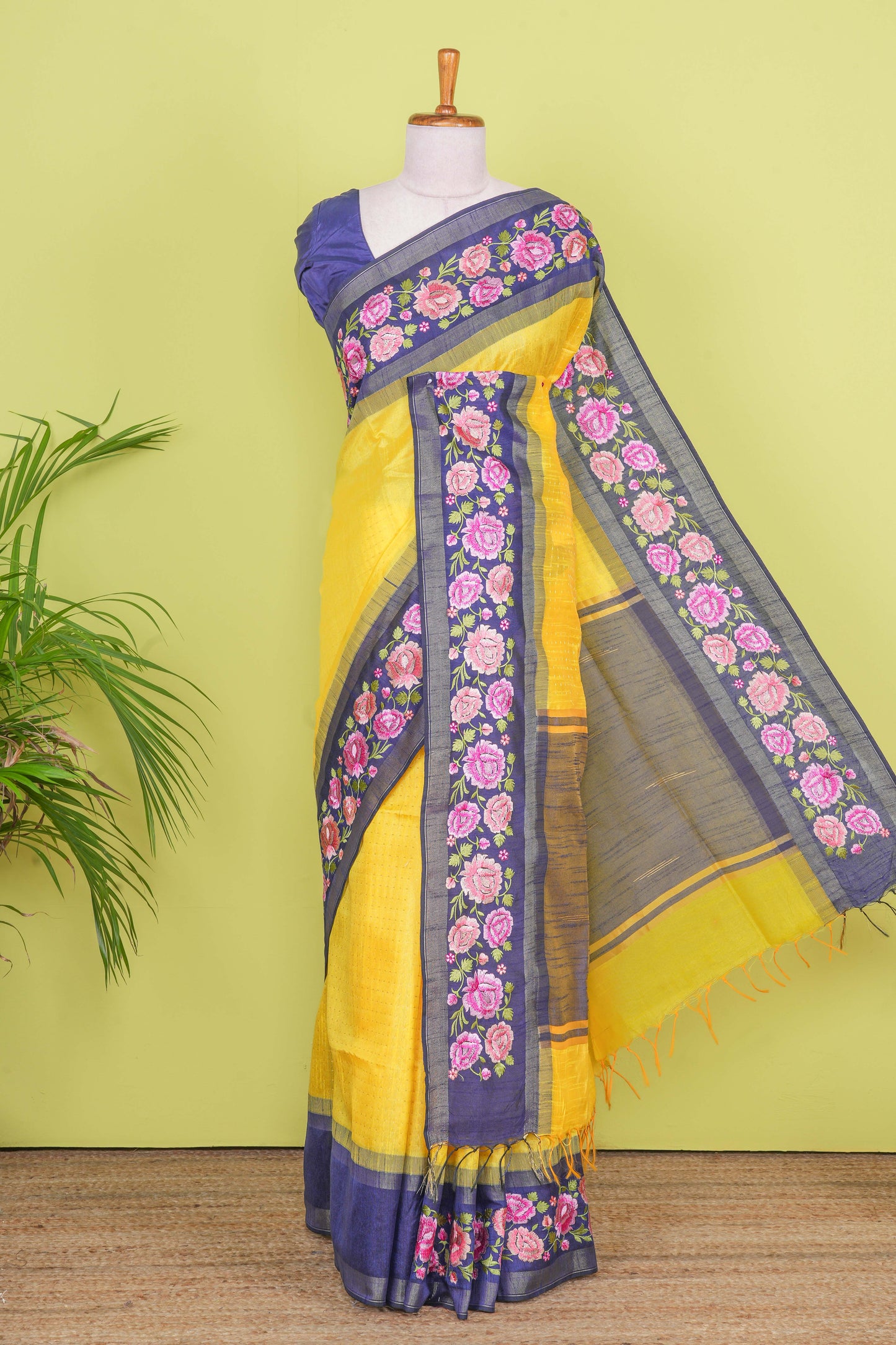 Yellow tussar silk