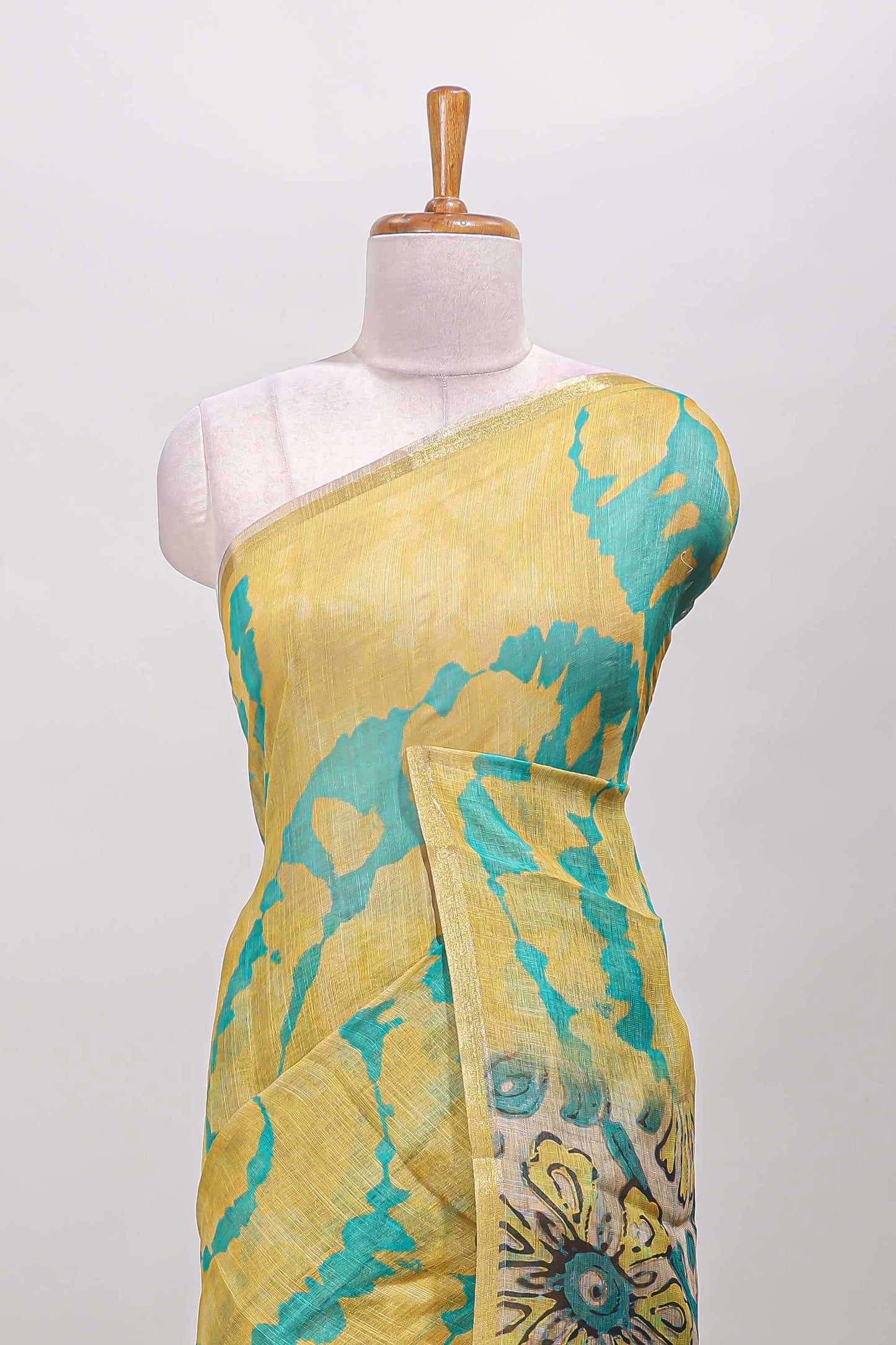 Yellow zari border saree