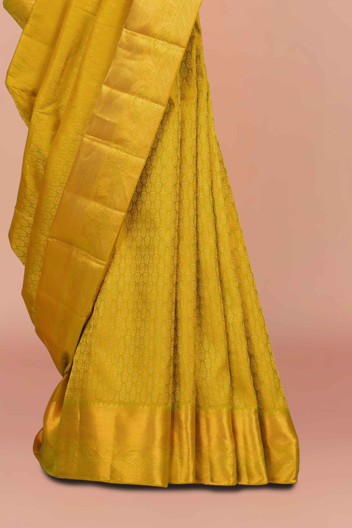 Yellow zari woven silk saree