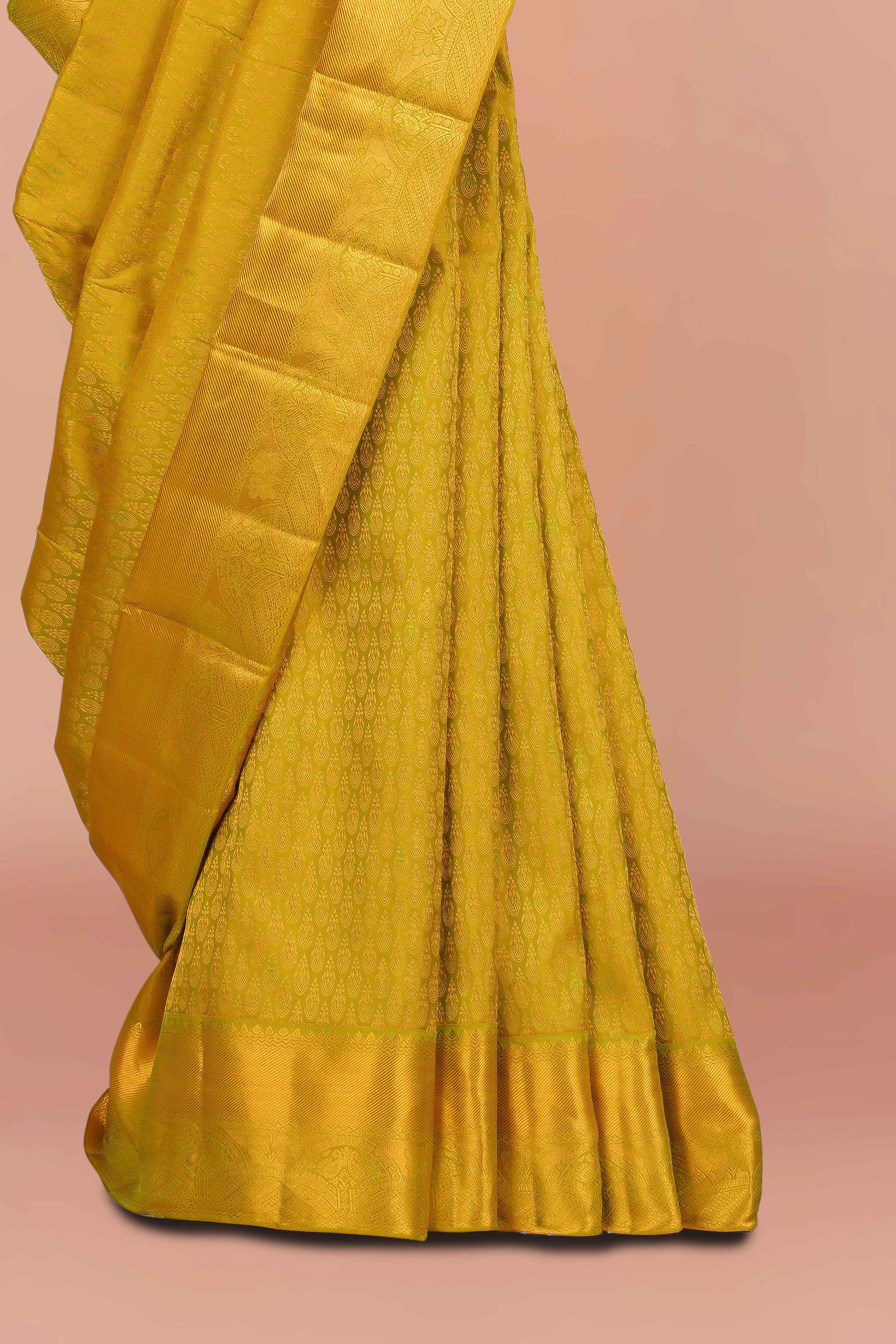Yellow zari woven silk saree