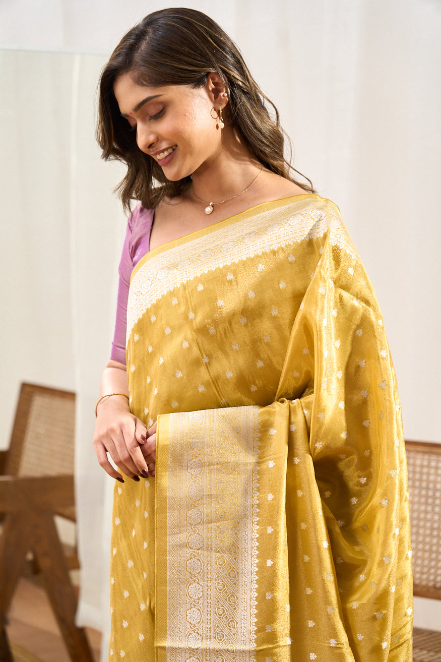 Zari butta detailing saree