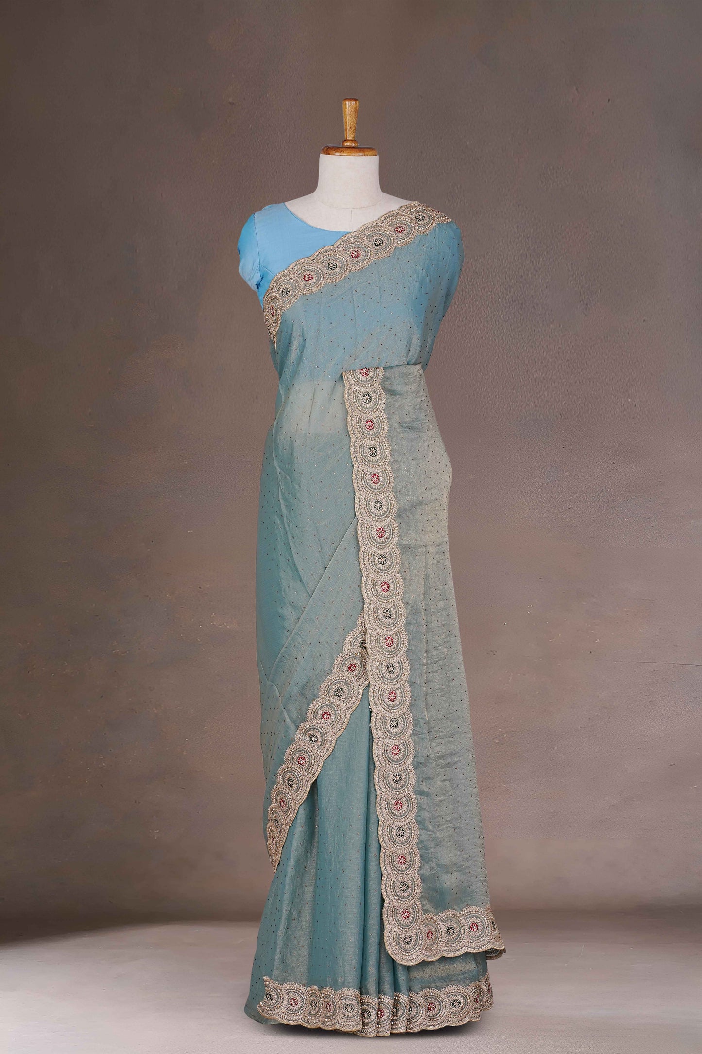 Zari embroidered detailing saree