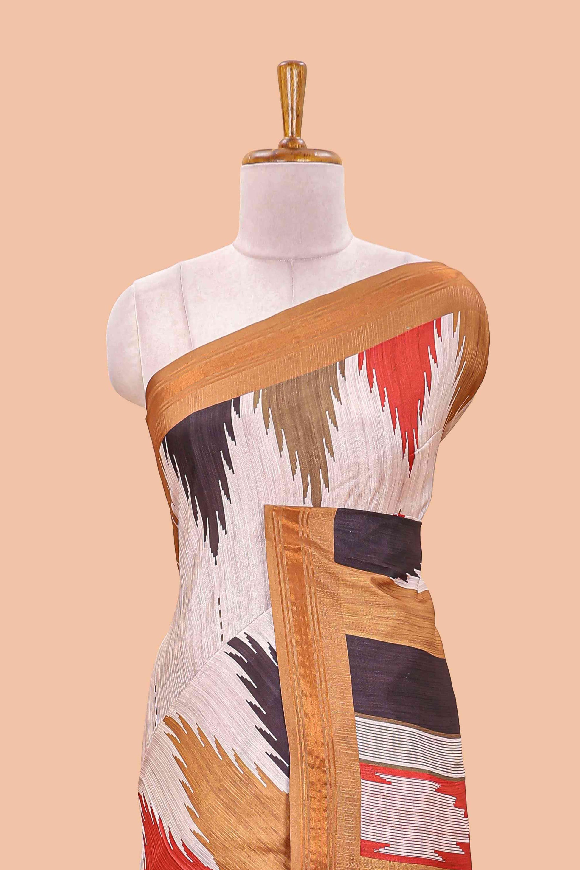 Zari geometric border drape