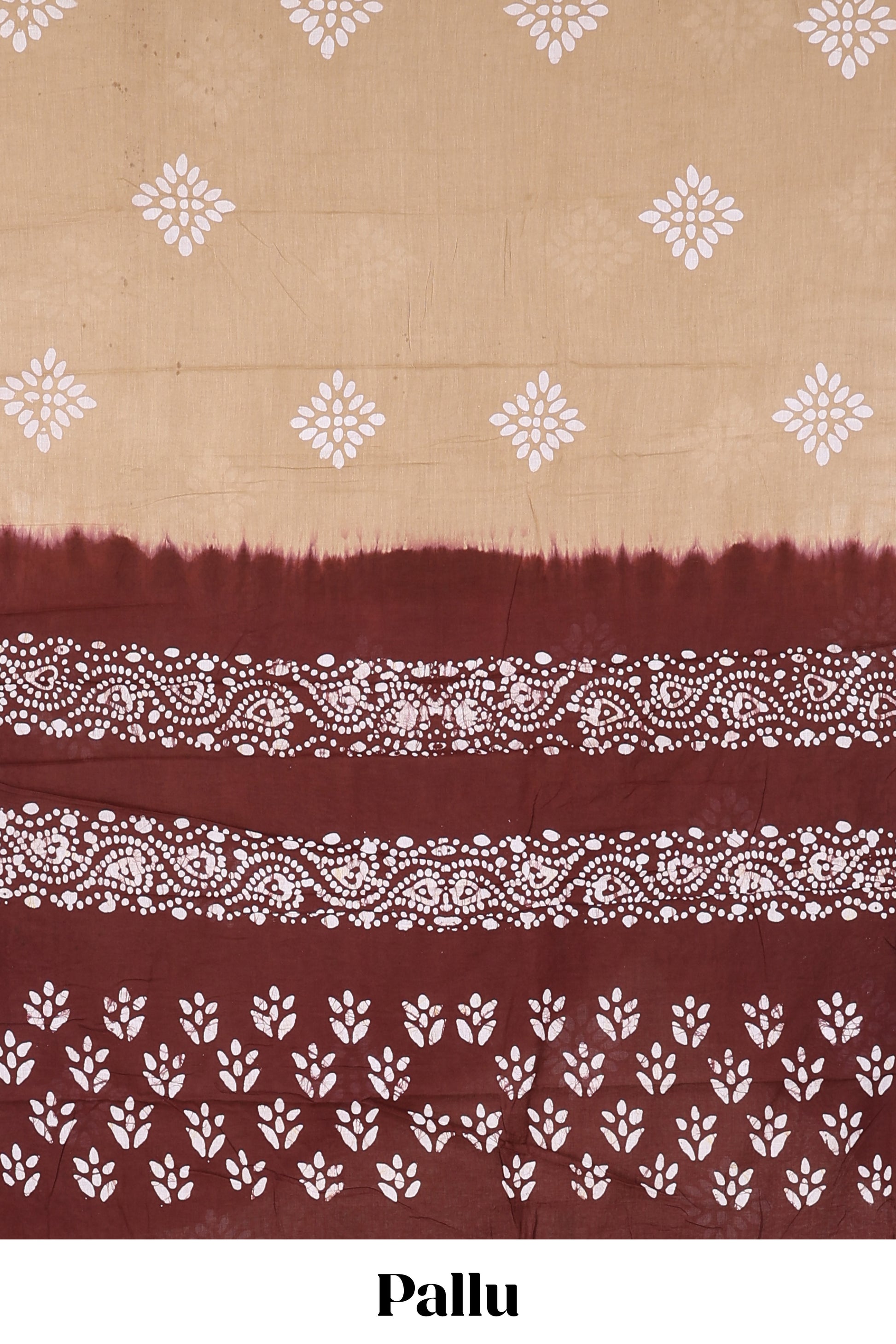 beige batik print saree 