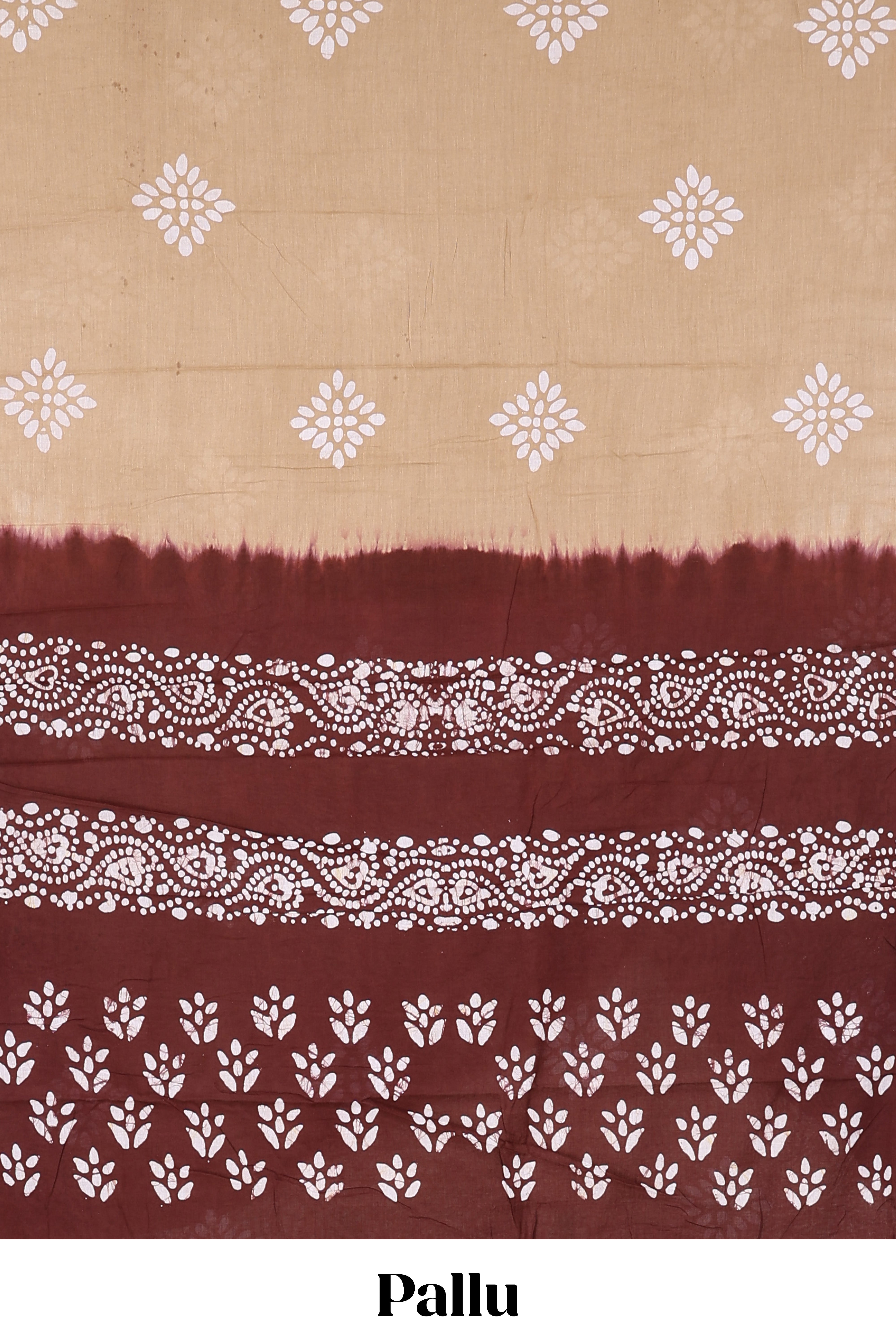 beige batik print saree 