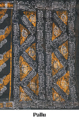 black batik print saree 