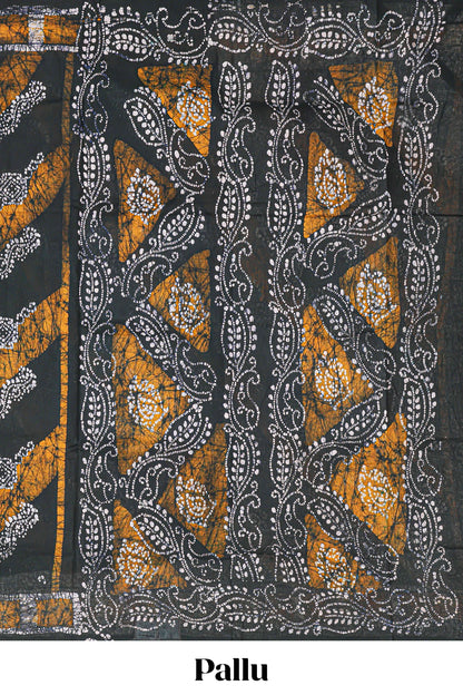 black batik print saree 