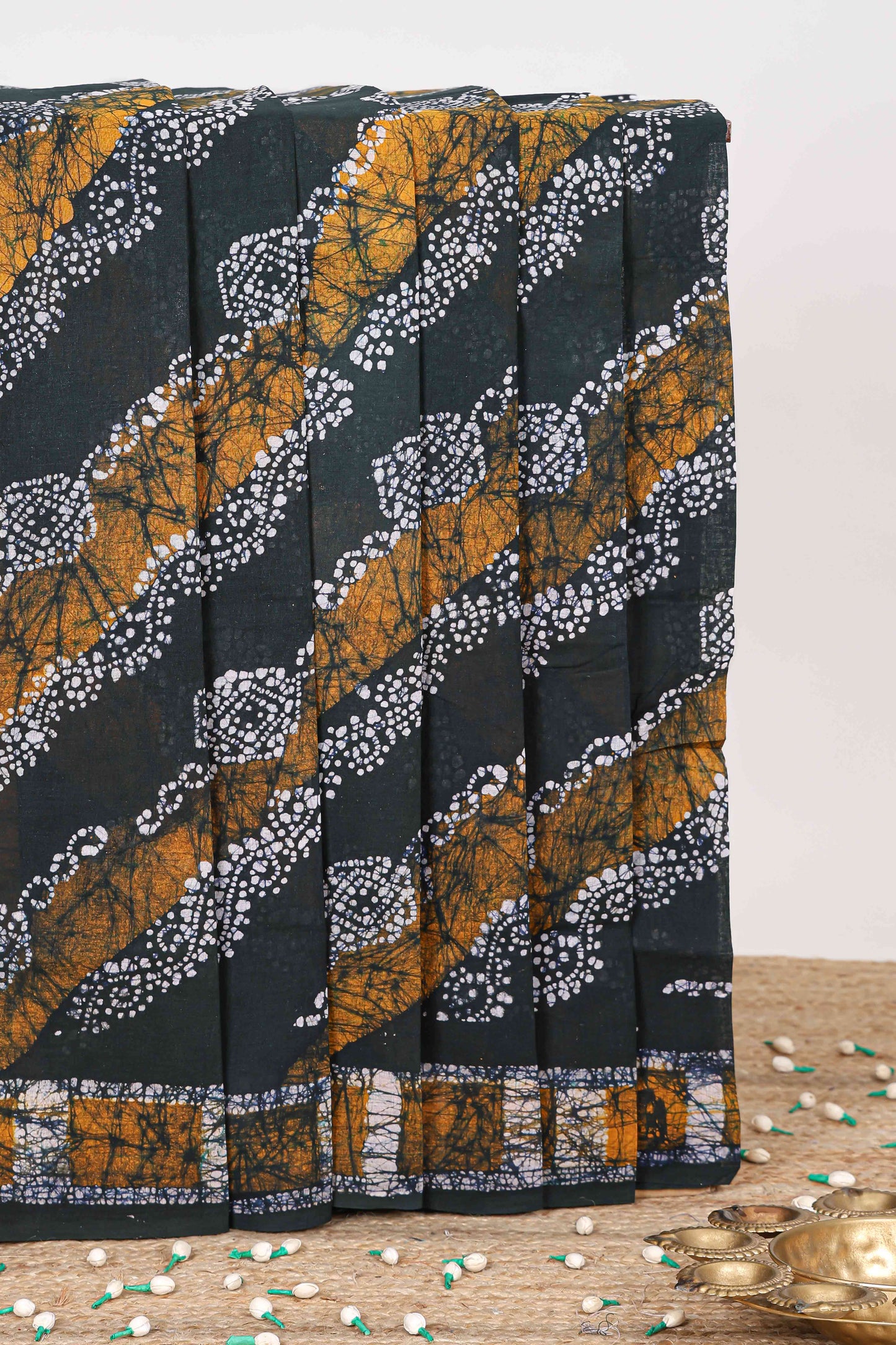 black sungudi cotton saree