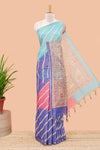 blue chanderi cotton leheriya print saree with madhubani pallu