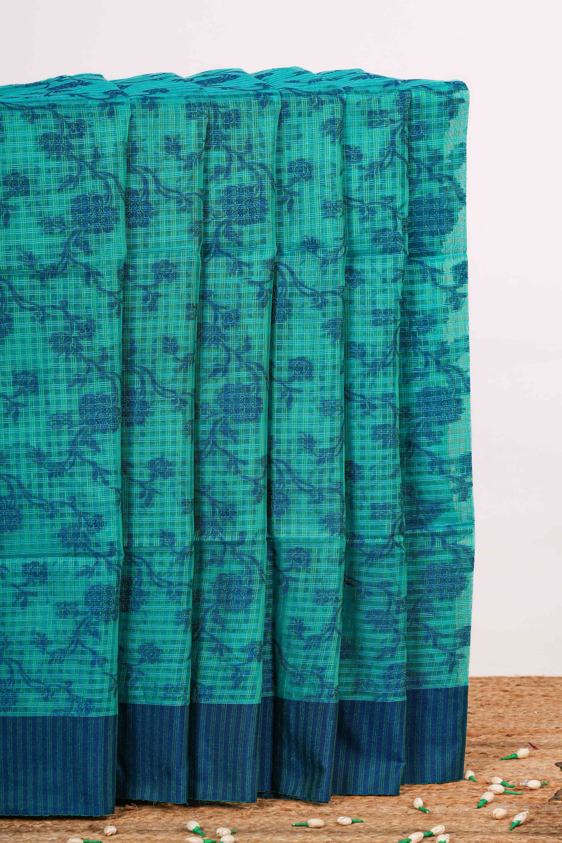 blue cotton Kota cotton saree