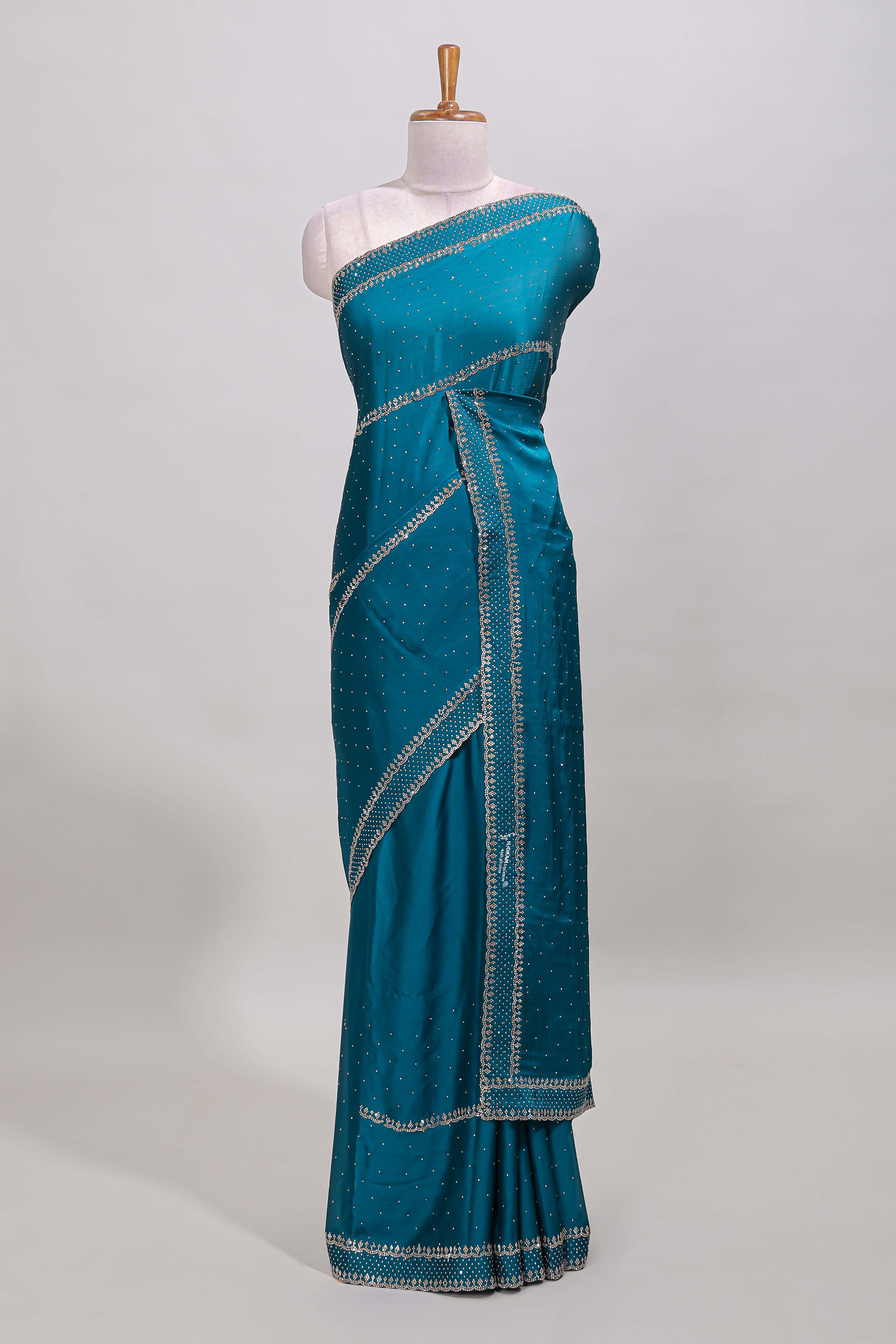 blue designer saree