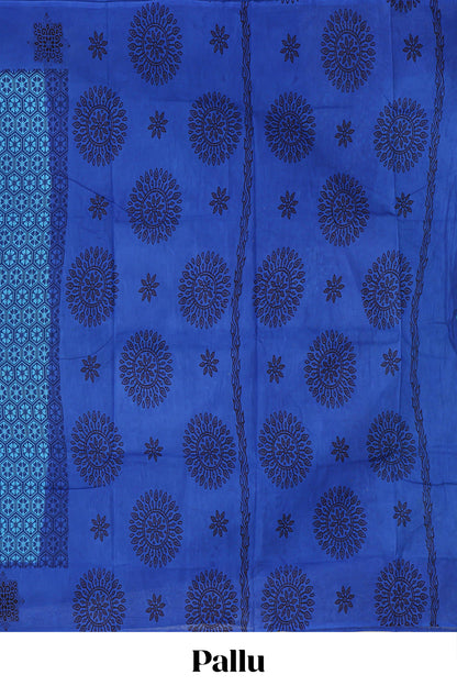 blue floral design saree 