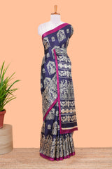 blue kalamkari print saree