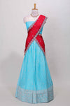 blue lehenga dhavani set