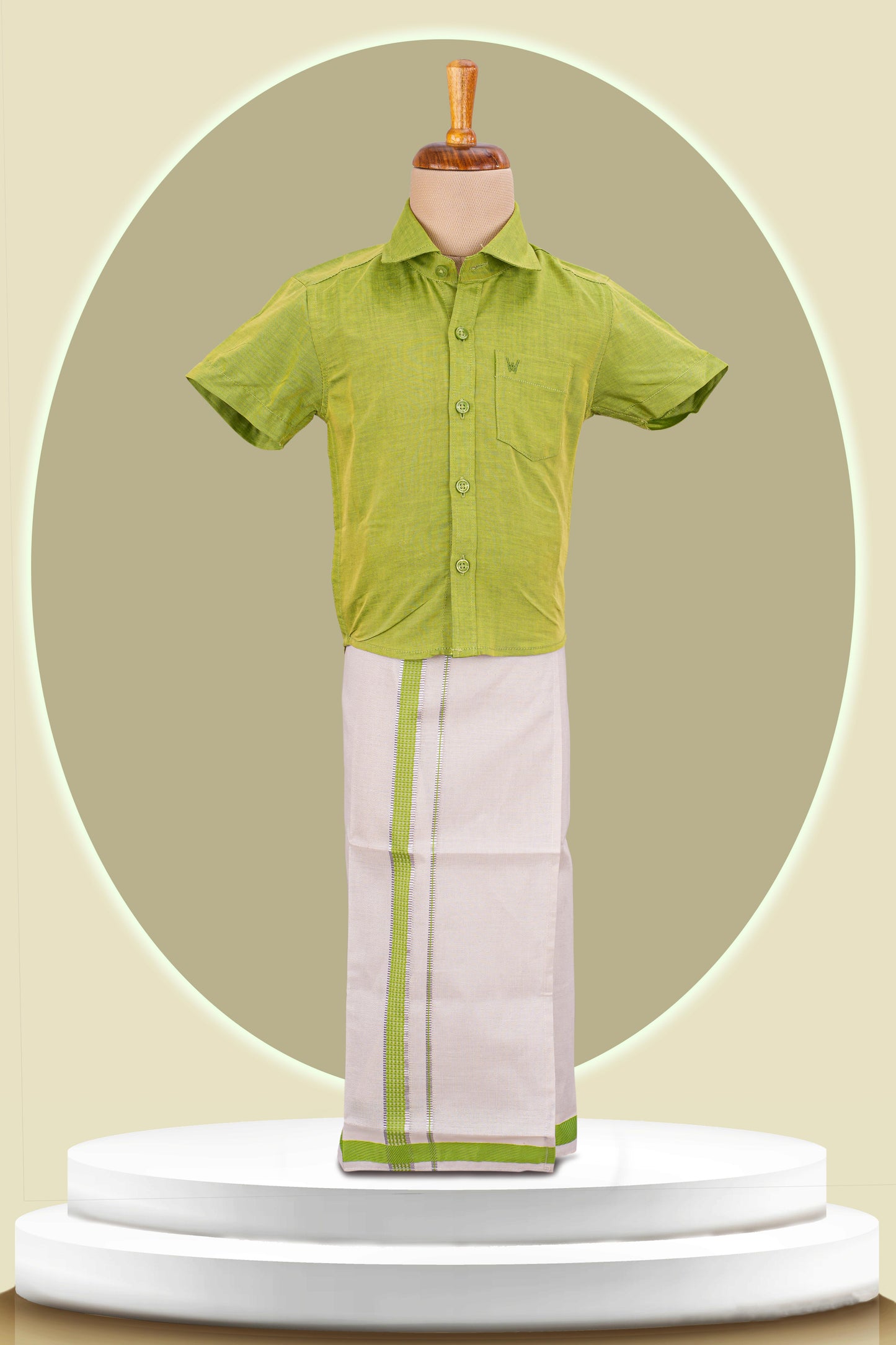 boys green dhoti shirt