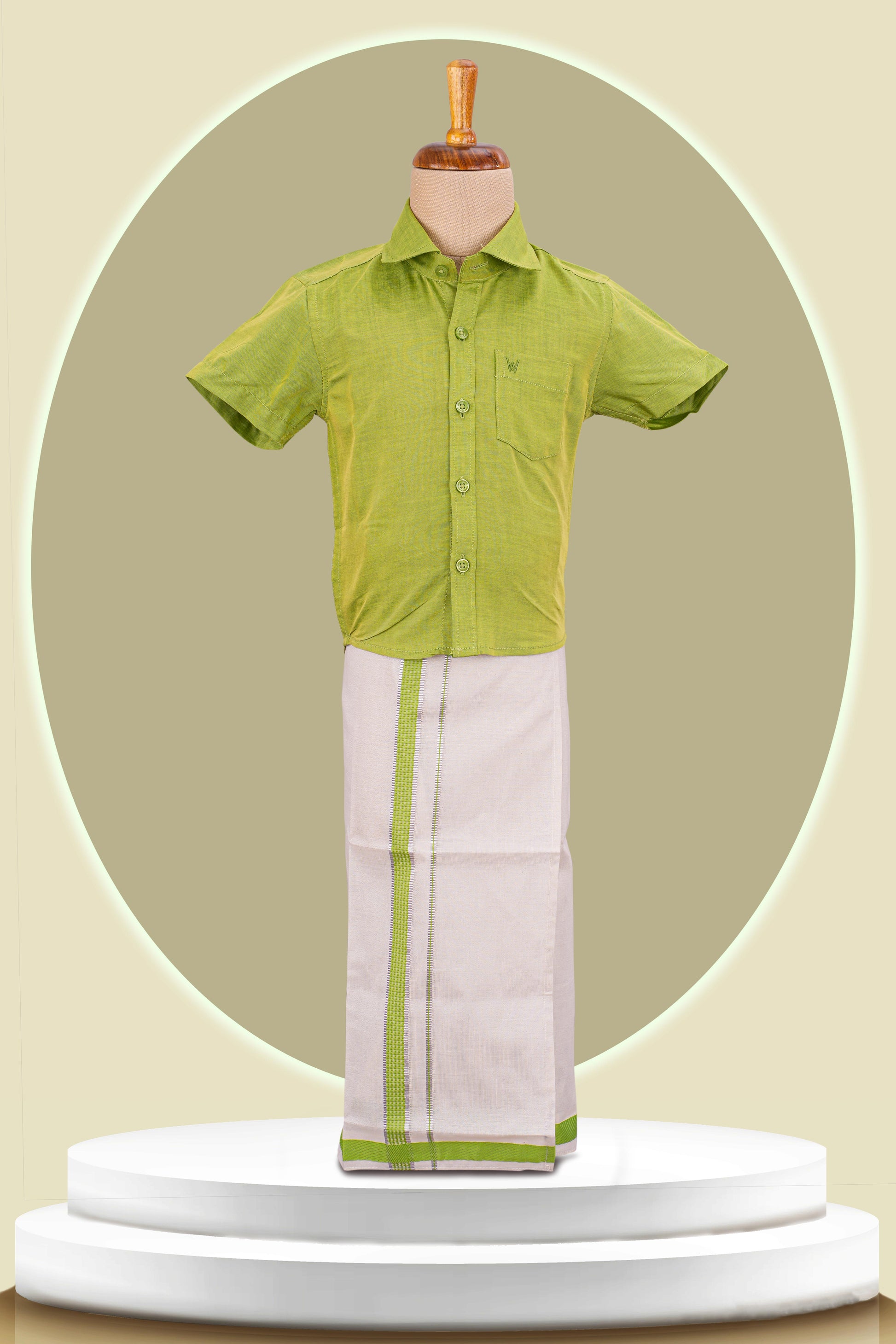 boys green dhoti shirt