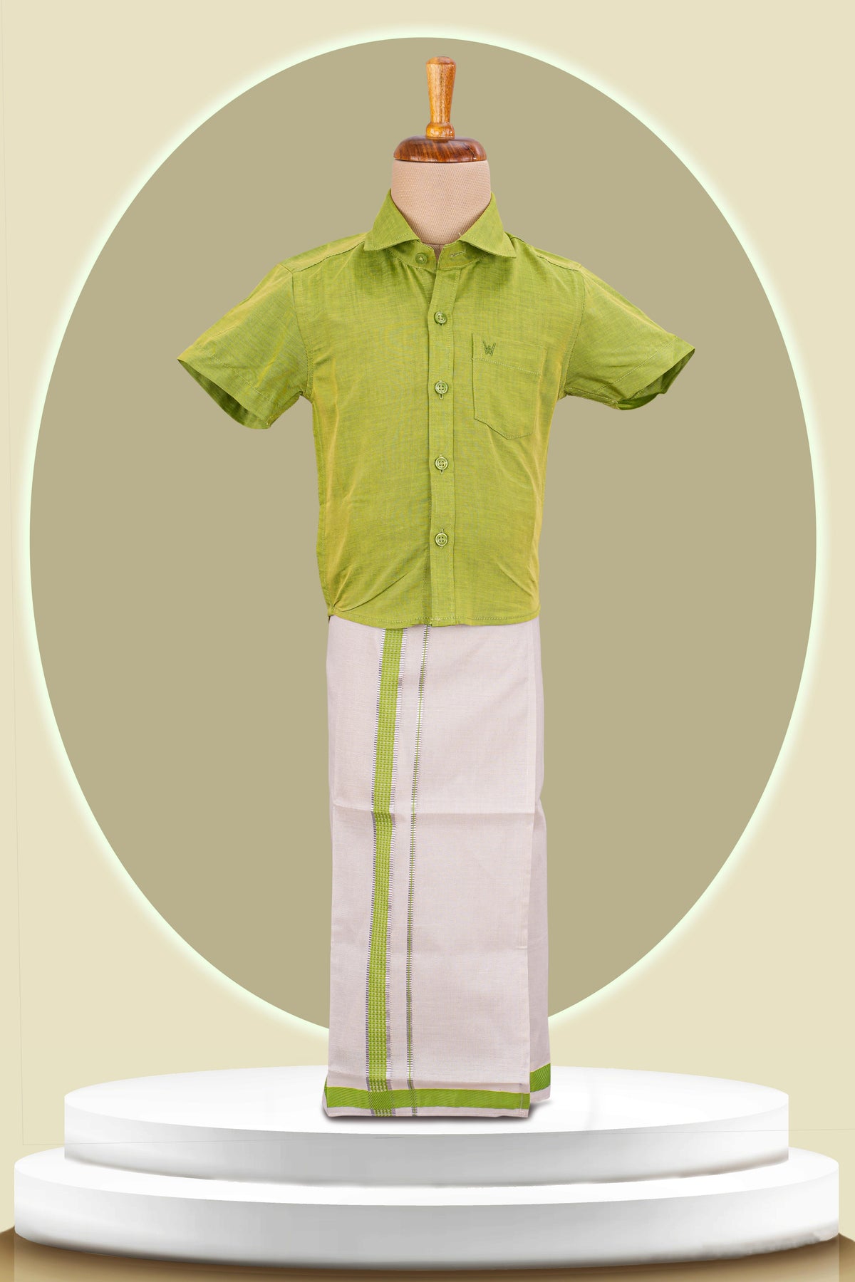boys green dhoti shirt