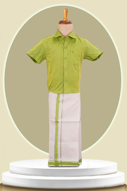 boys green dhoti shirt