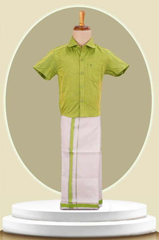 boys green dhoti shirt