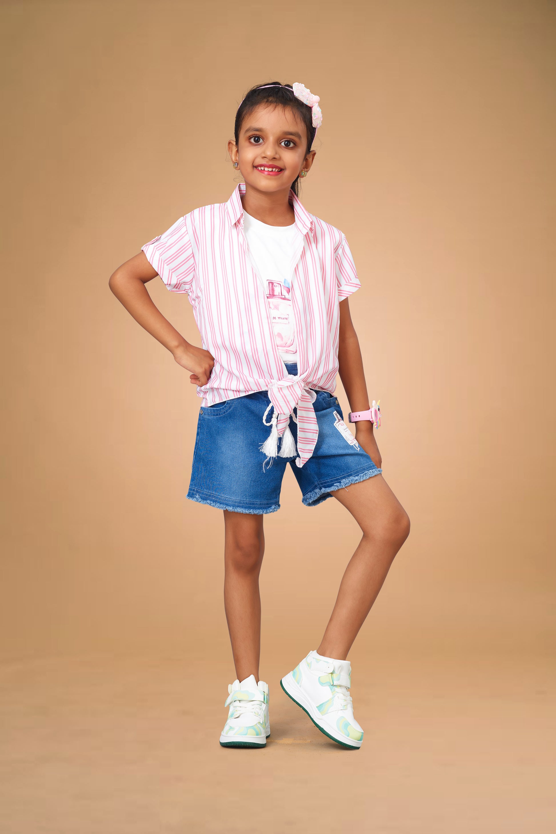 chiffon denim kids outfit